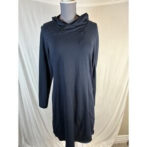 The North Face Empower Hooded Dress Navy Womens Size Large Stretch Long Sleeve